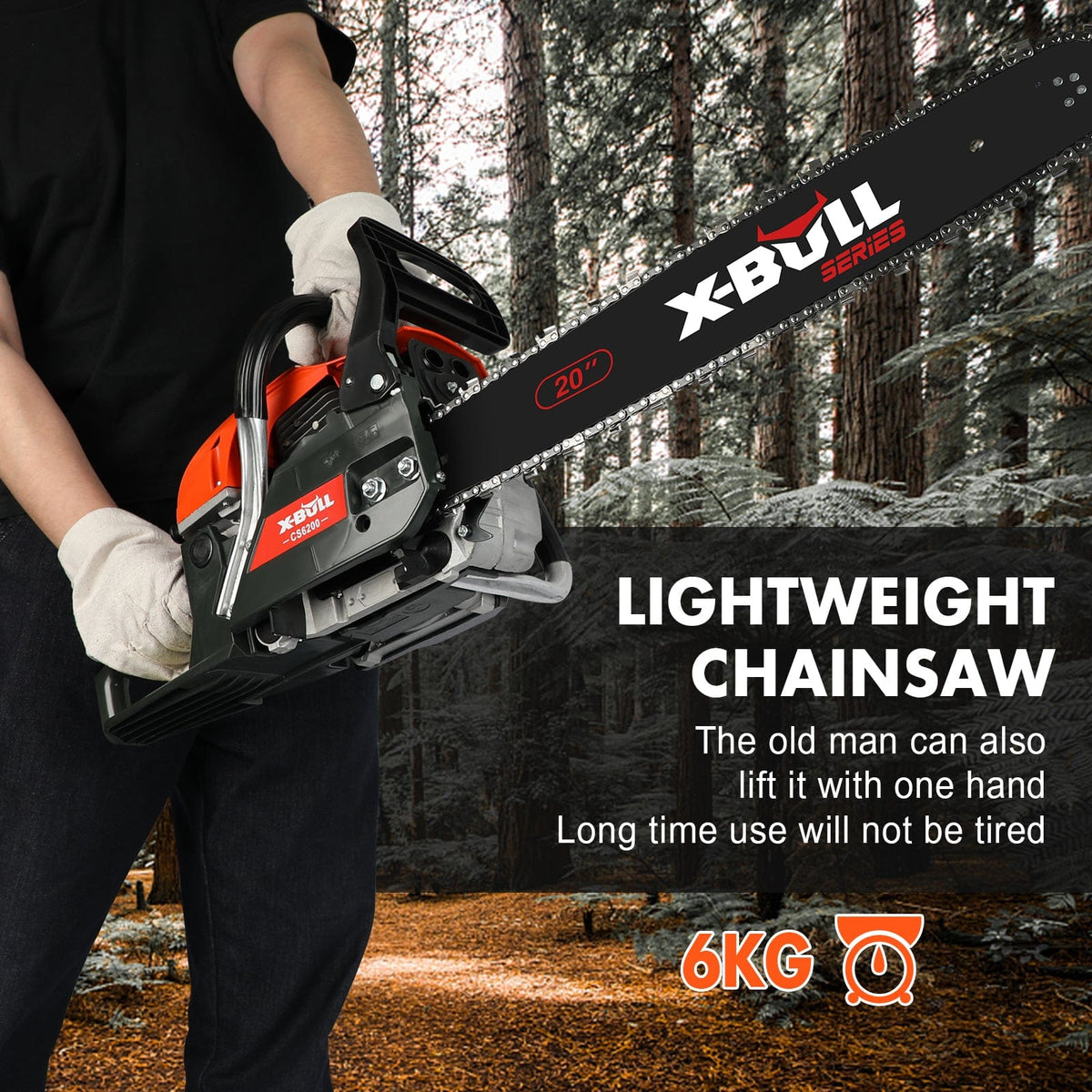 X-BULL Chainsaw Petrol Commercial 62cc 20&quot; Bar E-Start Tree Pruning Top Handle