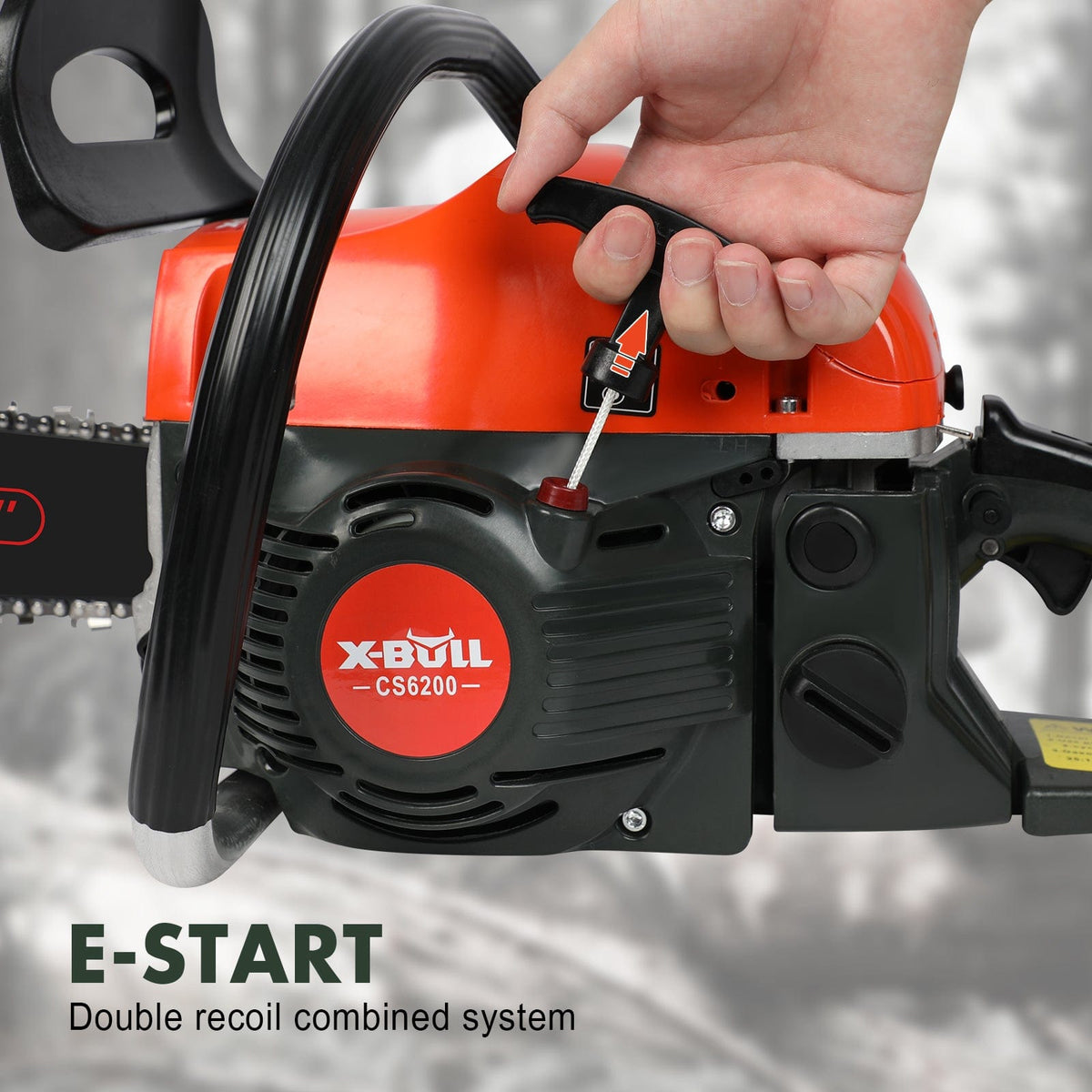 X-BULL Chainsaw Petrol Commercial 62cc 20&quot; Bar E-Start Tree Pruning Top Handle