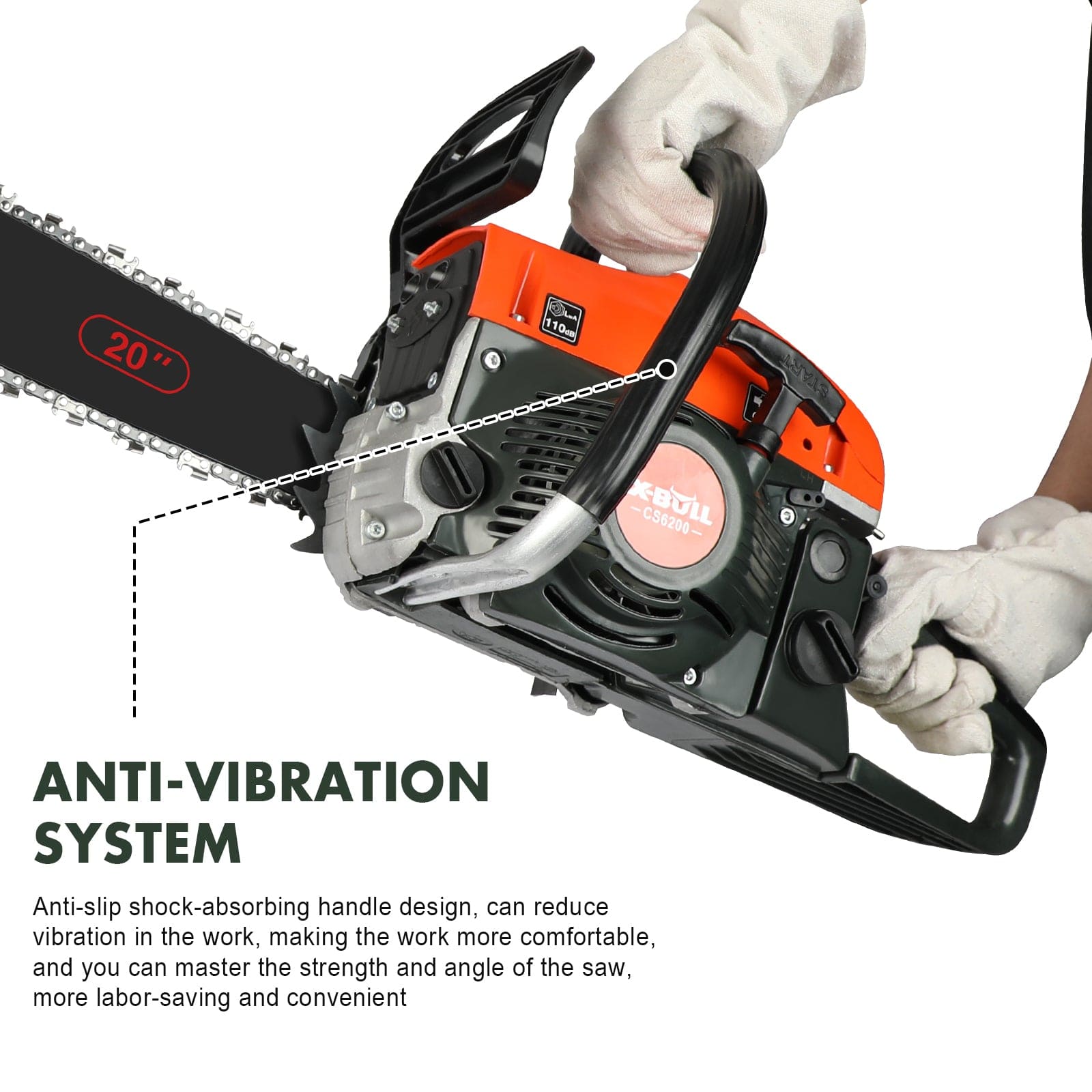 X-BULL Chainsaw Petrol Commercial 62cc 20" Bar E-Start Tree Pruning Top Handle