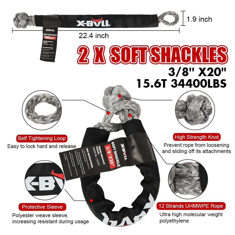 X-BULL 4X4 Recovery Kit Kinetic Recovery Rope Snatch Strap / 2PCS Recovery Tracks 4WD Gen3.0 Red