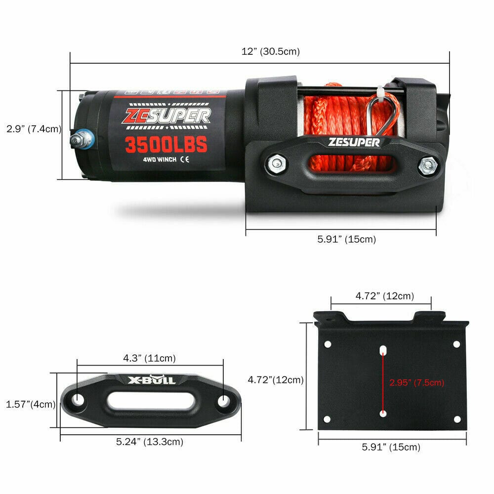 ZESUPER 4500LB Electric Winch 12V Wireless Portable ATV UTV Boat Trailer