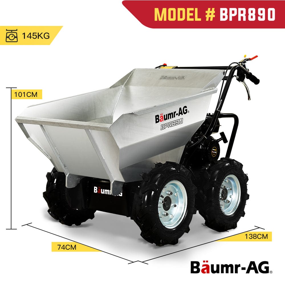 BAUMR-AG Mini Dumper Power Wheel Barrow Tracked Motorised Petrol Powered Wheelbarrow