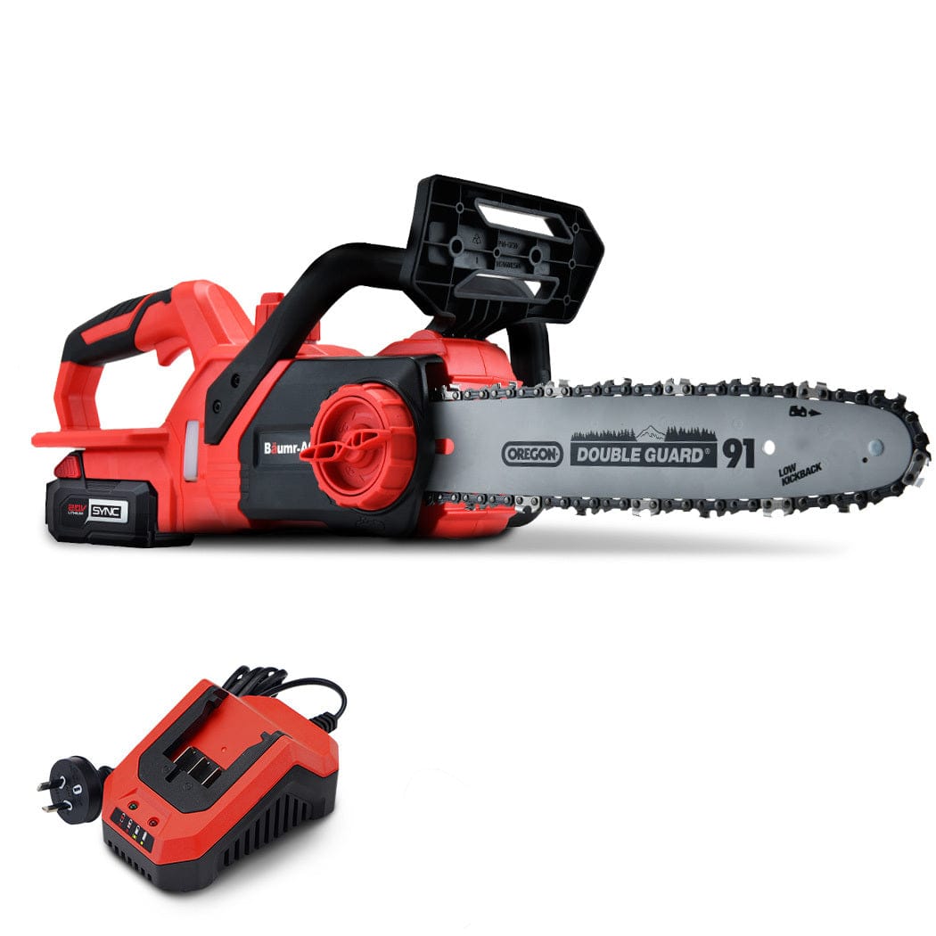 Baumr-AG 20V 12 Inch Electric Cordless Chainsaw 4Ah Lithium Battery Lightweight Wood Garden Cutter