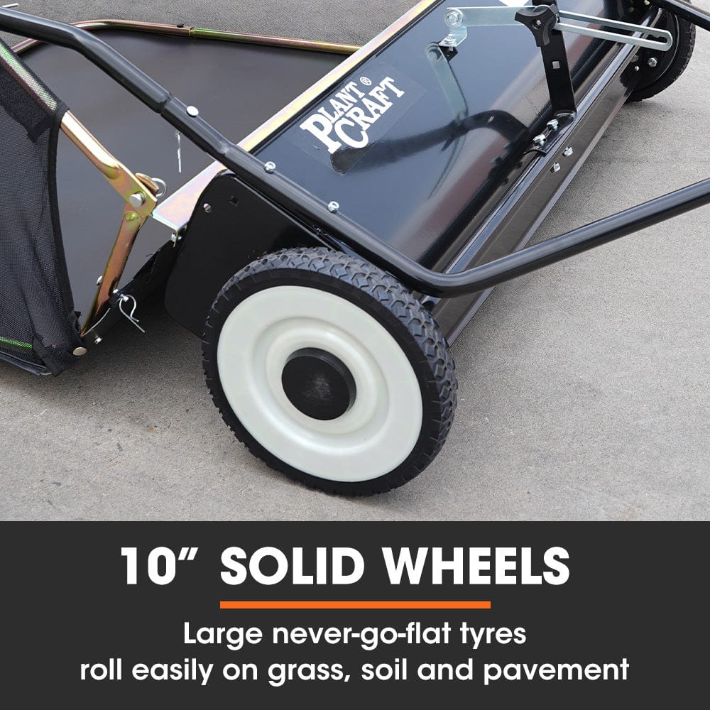 PlantCraft Lawn Sweeper 38&quot; Wide, Tow Behind Leaf and Grass Clipping Collector, Universal Hitch for Ride on Mower, Garden Tractor