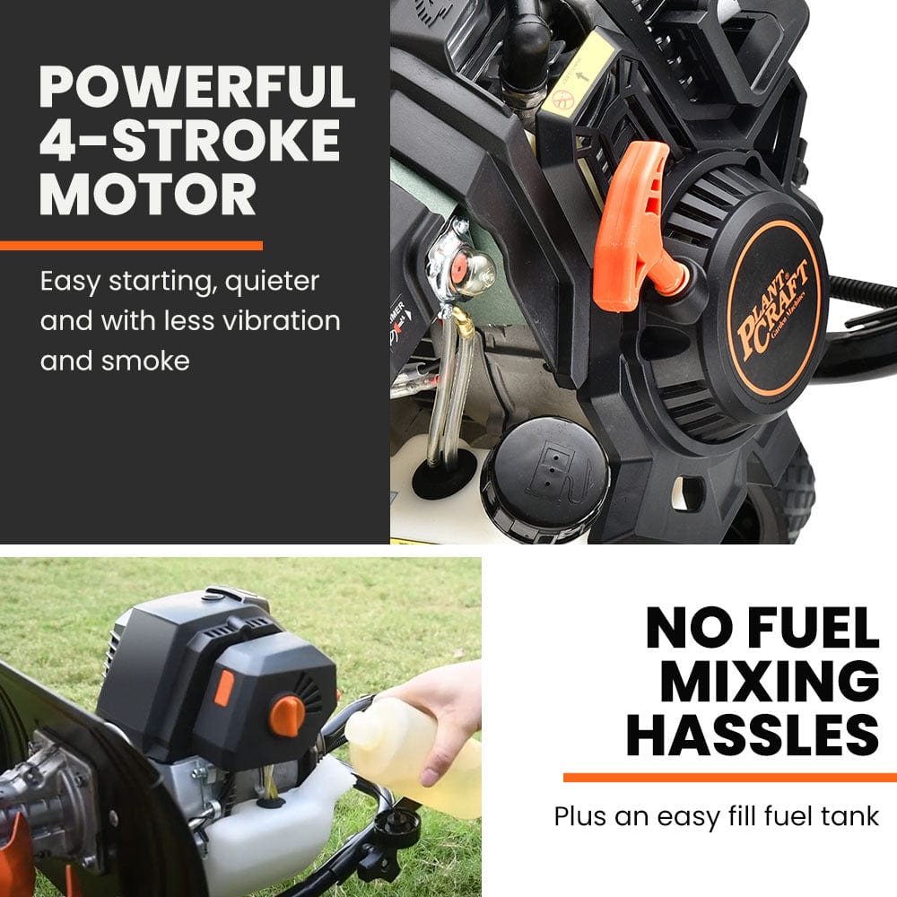 PLANTCRAFT 46CC Garden Cultivator Tiller Handheld 15&quot; Inch Petrol 4-Stroke Titan 9
