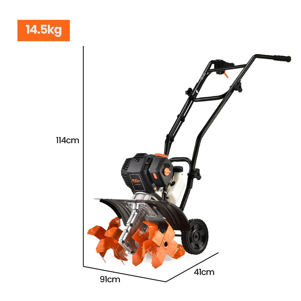 PLANTCRAFT 46CC Garden Cultivator Tiller Handheld 15&quot; Inch Petrol 4-Stroke Titan 9
