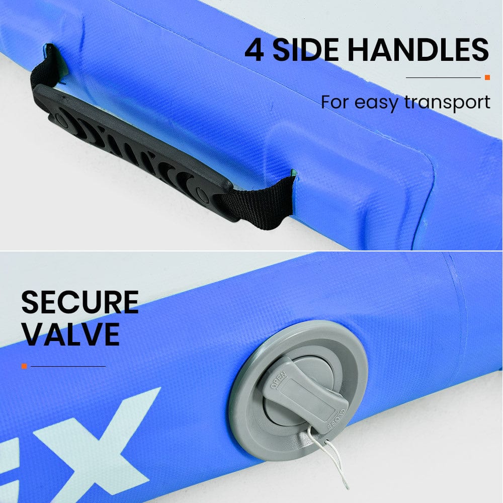 PROFLEX 300x100x10cm Inflatable Air Track Mat Tumbling Gymnastics, Blue &amp; White, with Electric Pump