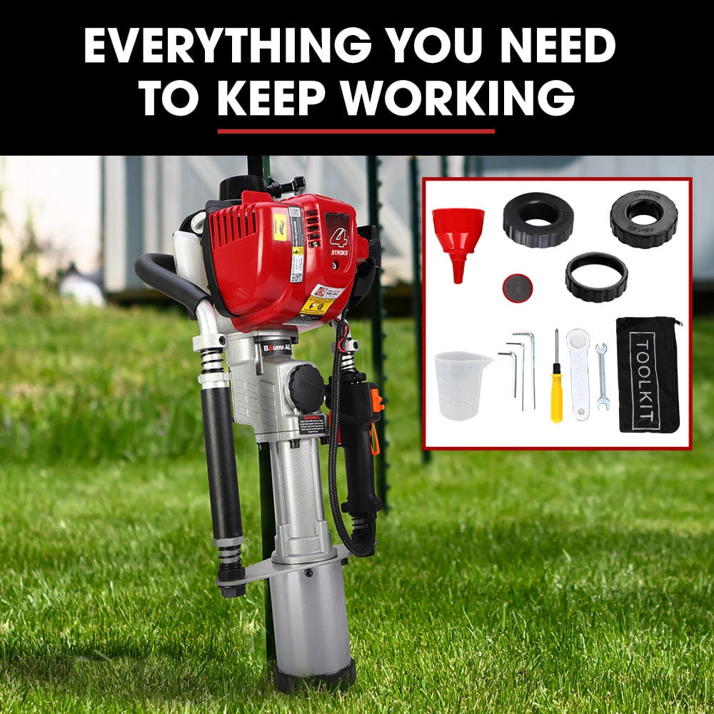 Baumr-AG 38cc 4-Stroke 40cc Petrol Post Driver, with Carry Case &amp; 3 Piling Sleeves