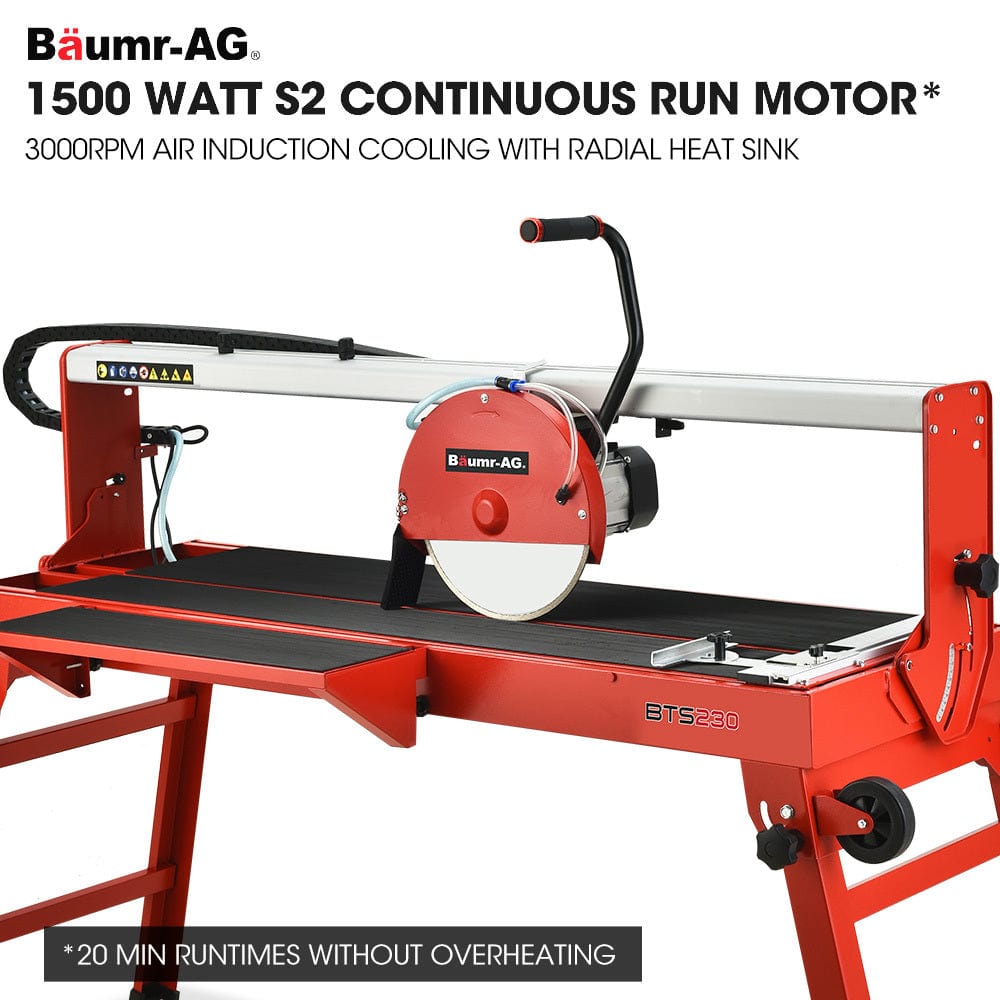 BAUMR-AG 1500W Electric Tile Saw Cutter with 300mm (12&quot;) Blade, 920mm Cutting Length, Side Extension Table