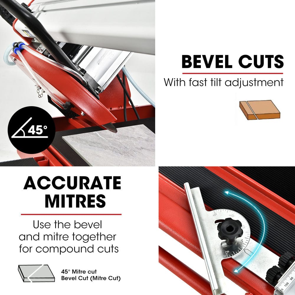 BAUMR-AG 1500W Electric Tile Saw Cutter with 300mm (12&quot;) Blade, 920mm Cutting Length, Side Extension Table