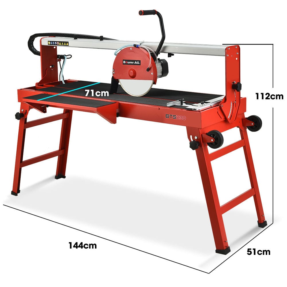 BAUMR-AG 1500W Electric Tile Saw Cutter with 300mm (12&quot;) Blade, 920mm Cutting Length, Side Extension Table