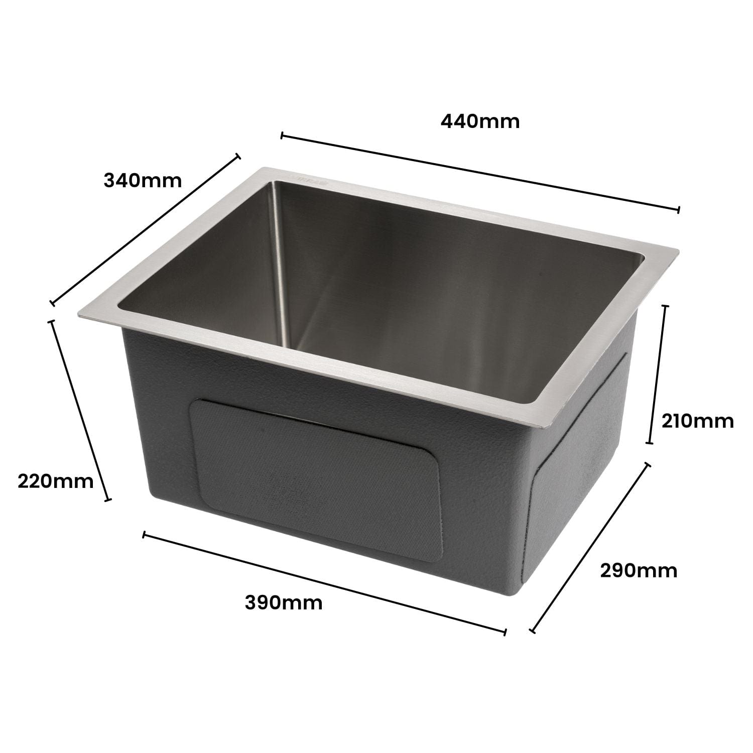 AMIRRA Kitchen Stainless Steel Sink 440mm x 340mm with Nano Coating (Silver Black) AMR-KS-103-LH