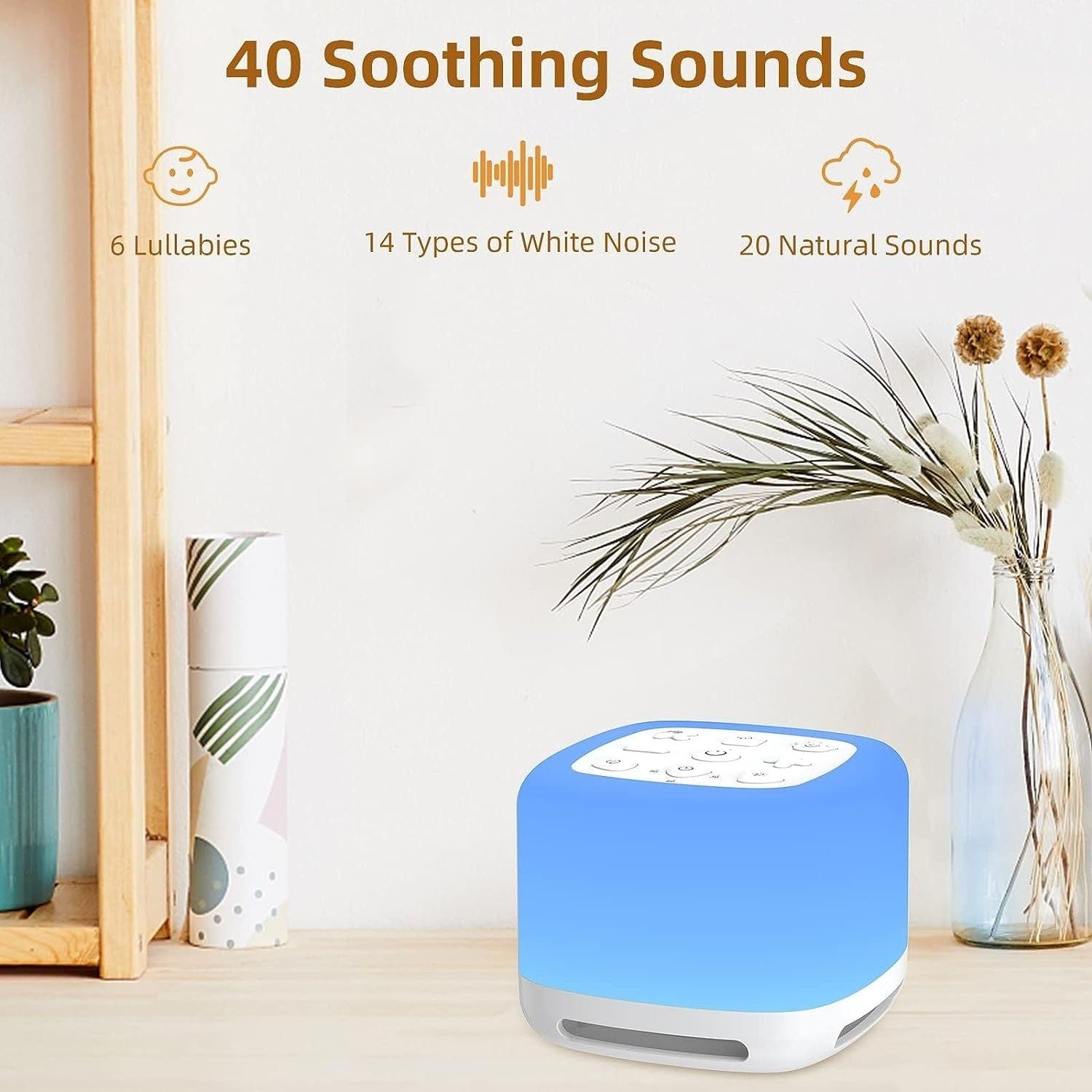 GOMINIMO White Noise Machine with Night Light and 40 Soothing Sounds for Sleeping (White)