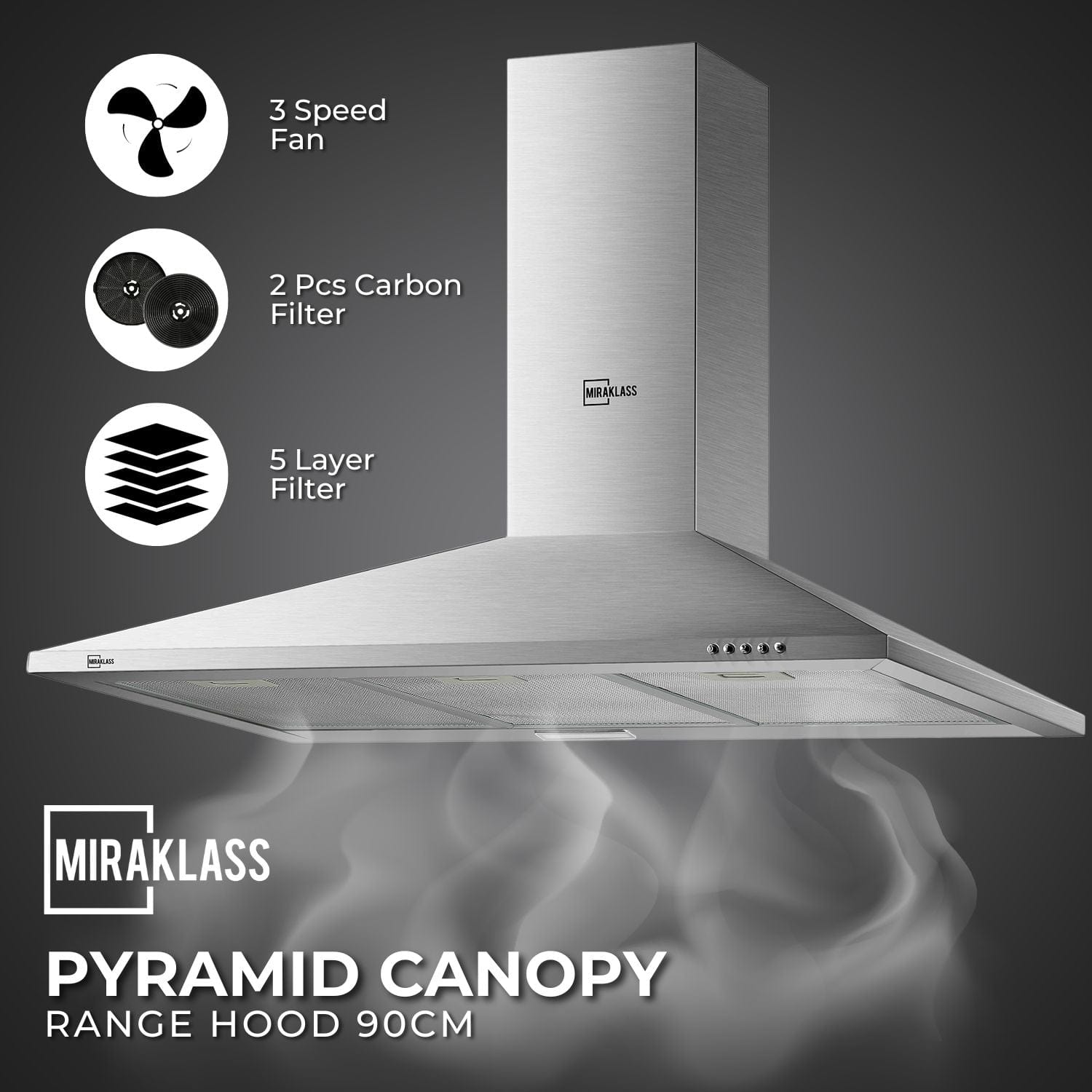 MIRAKLASS Pyramid Rangehood 90cm MK-RH-0690S-TD