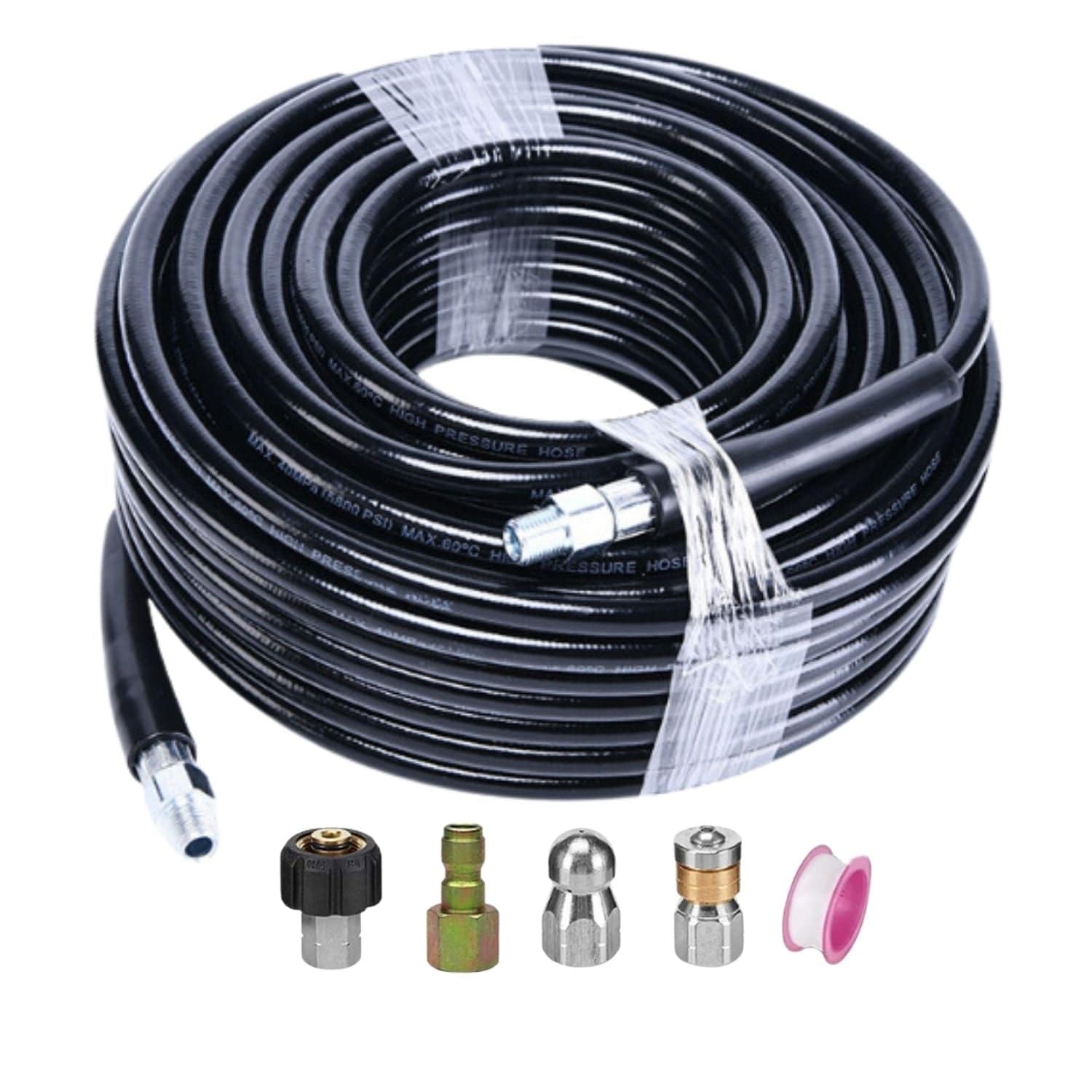 RYNOMATE High Pressure Washer Black Hose with M22 Coupling and Rotating Nozzle (30.5M/100FT) RNM-HPW-101-JYI