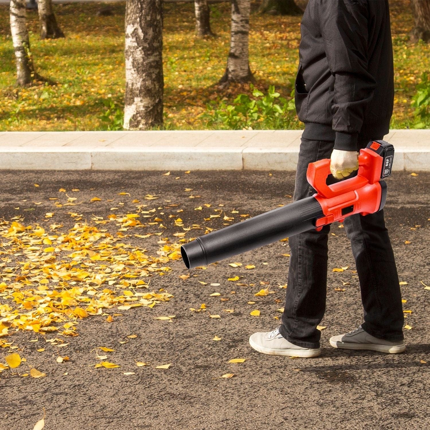 RYNOMATE 18V Cordless Leaf Blower with Lithium Battery and Charger Kit (Red and Black) RNM-LB-101-RTT