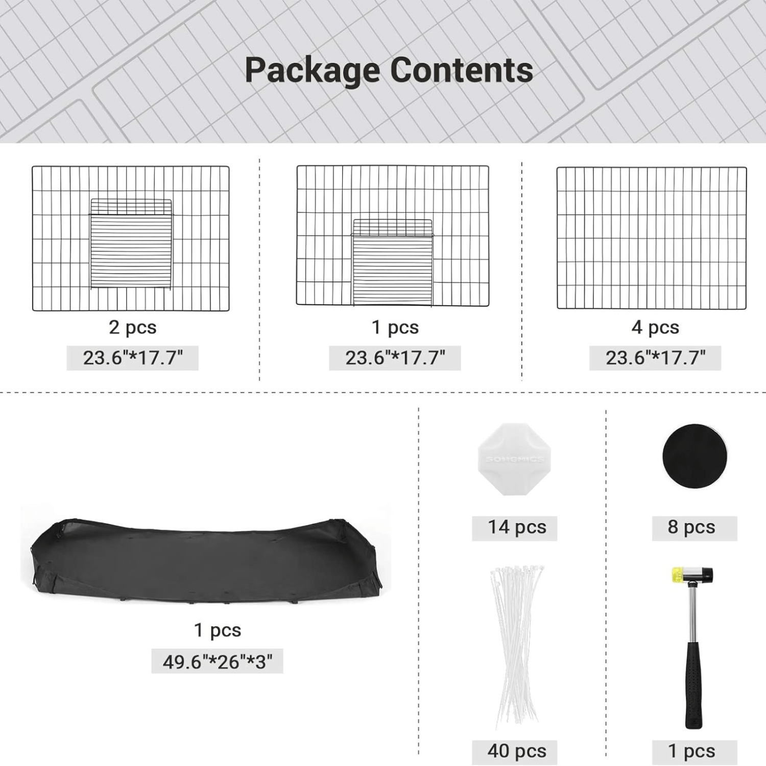 SONGMICS 3 Doors Pet Playpen with Divider Panel and Floor Mat Black