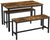 VASAGLE Dining Table Set with 2 Benches Rustic Brown and Black