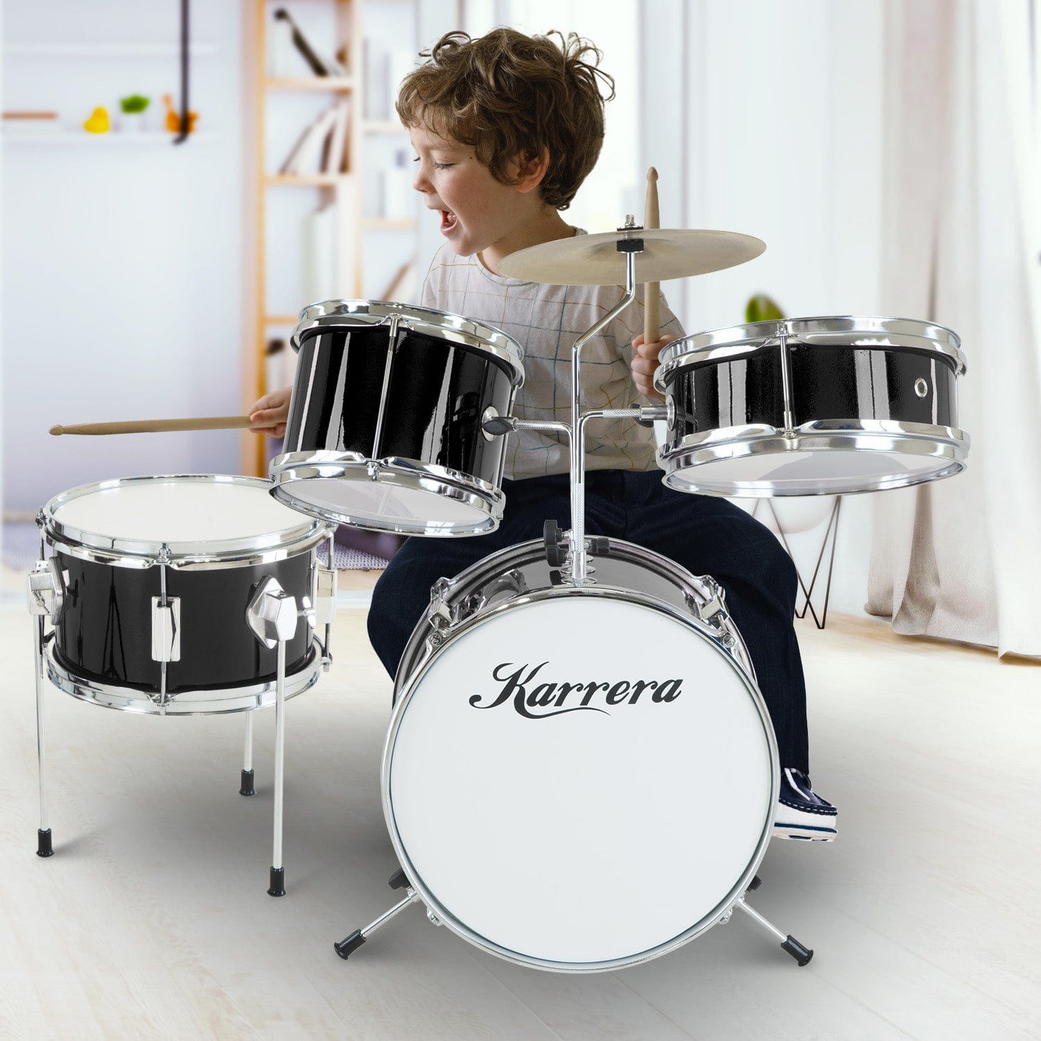 Karrera Children's 4pc Drum Kit - Black