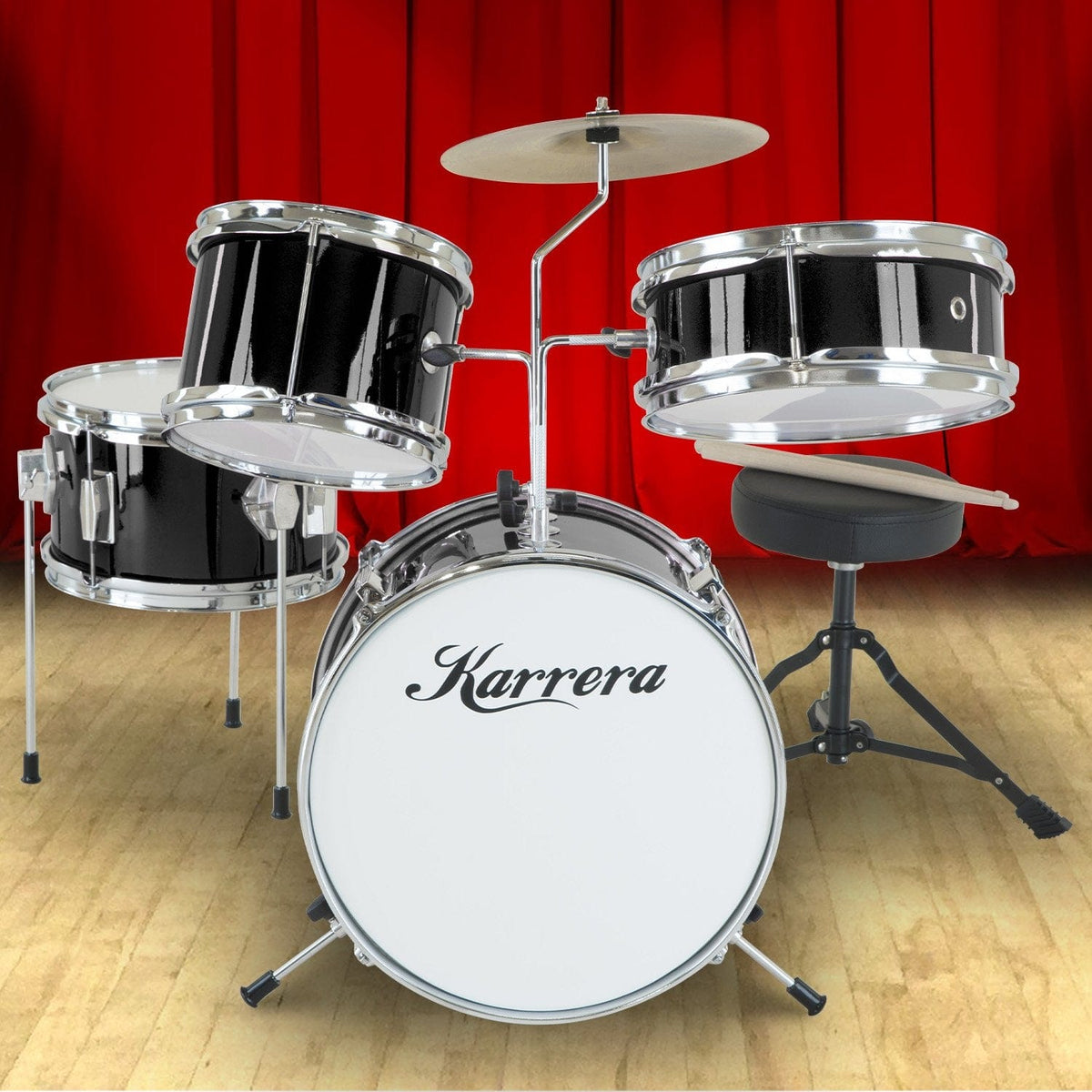 Karrera Children&#39;s 4pc Drum Kit - Black