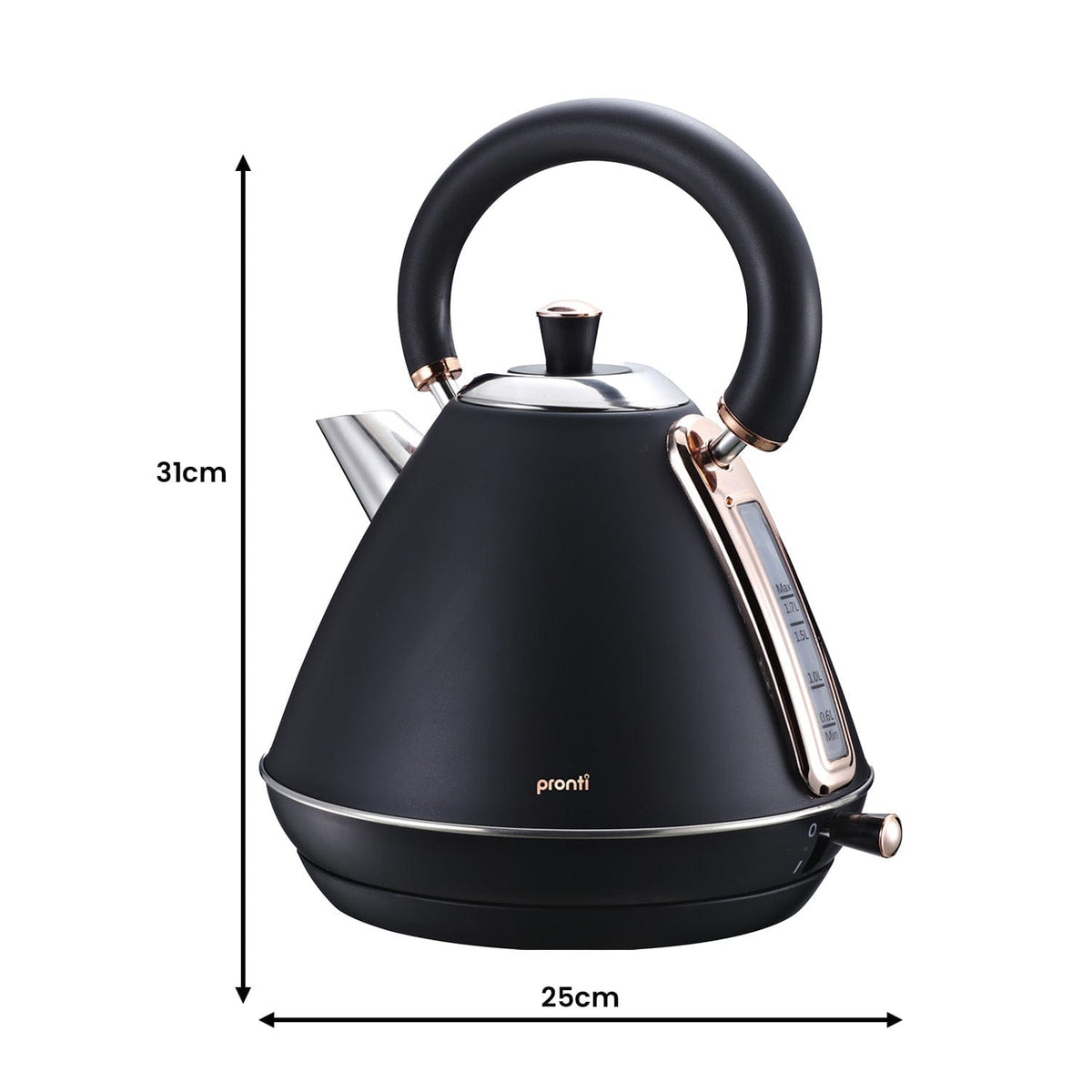 Pronti Rose Trim Collection Toaster &amp; Kettle Bundle - Black