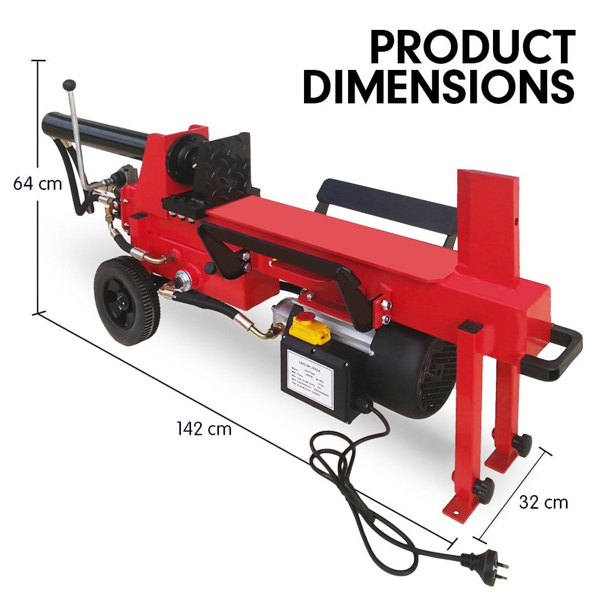 Yukon 12 Ton Electric Hydraulic Log Splitter Wood Timber Firewood Block Cutter