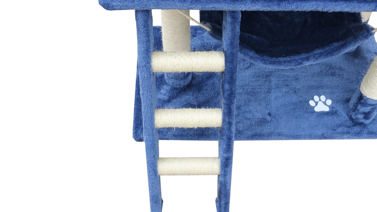 YES4PETS 140 cm Cat Kitten Scratching Post Tree W ladder &amp; Hammock-Blue