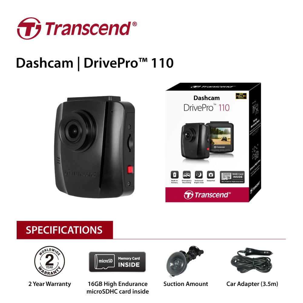 Transcend 16G DrivePro 110, 2.4&quot; LCD, with Suction Mount