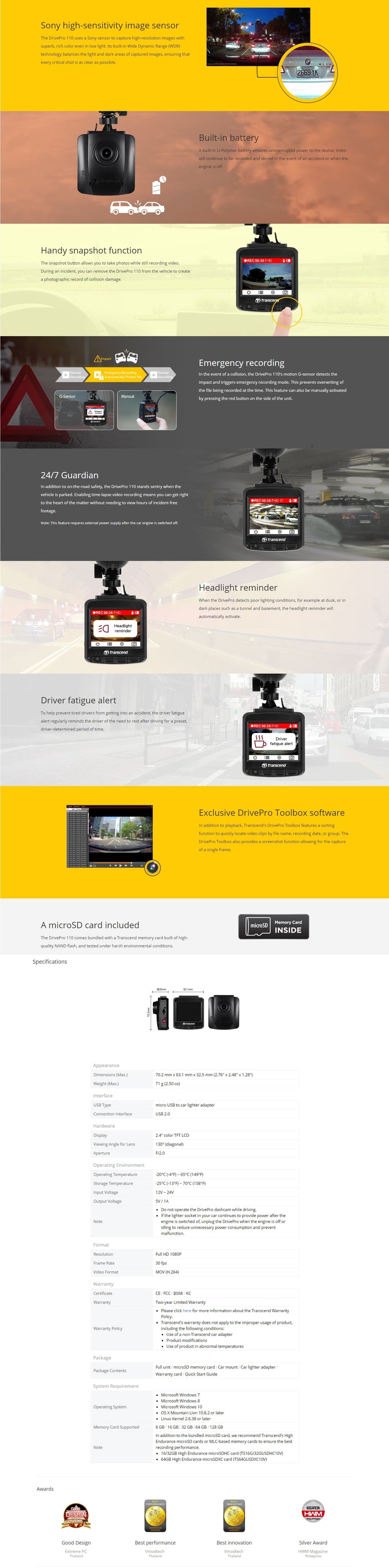 Transcend 16G DrivePro 110, 2.4&quot; LCD, with Suction Mount