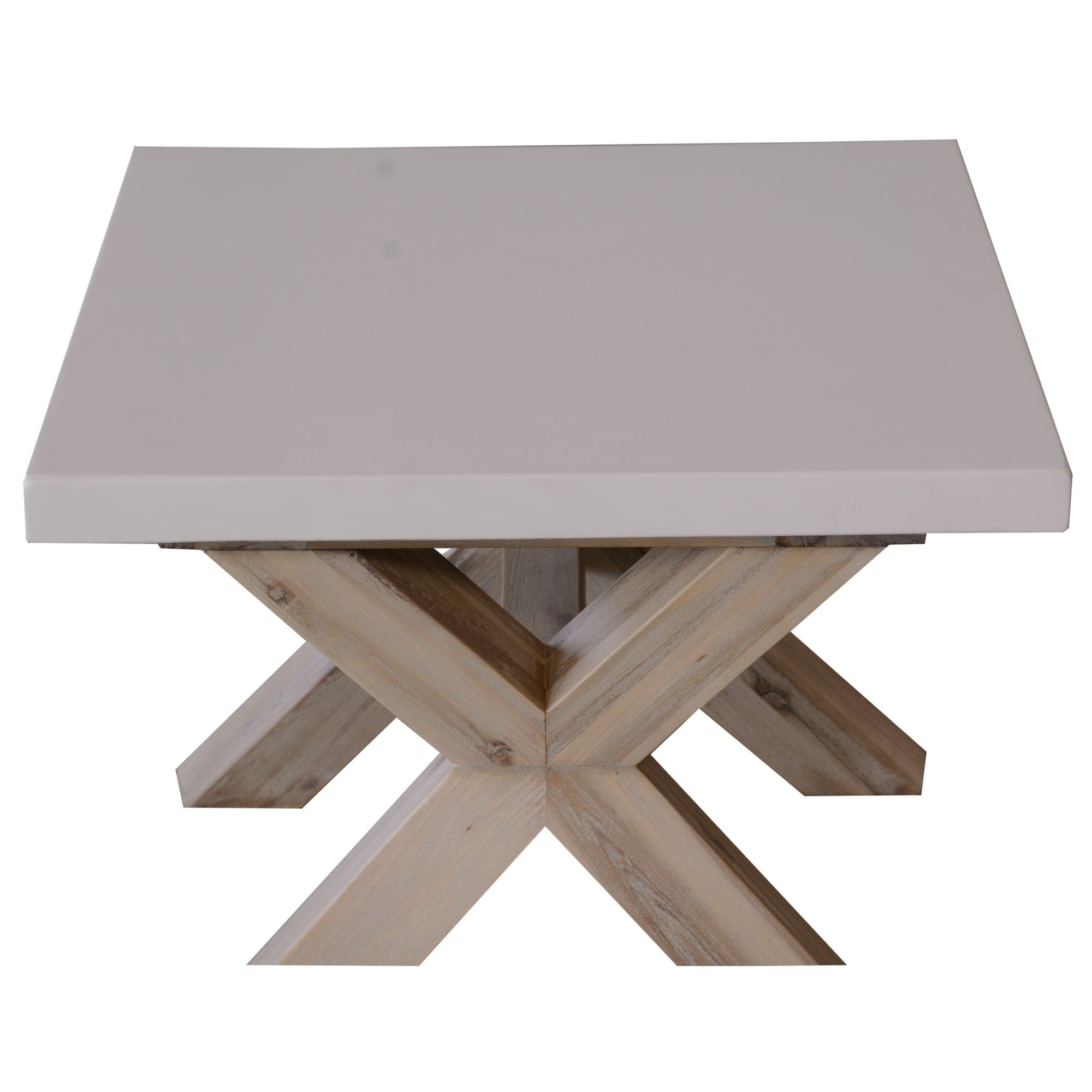 Stony 60cm Square Lamp Table with Concrete Top - White