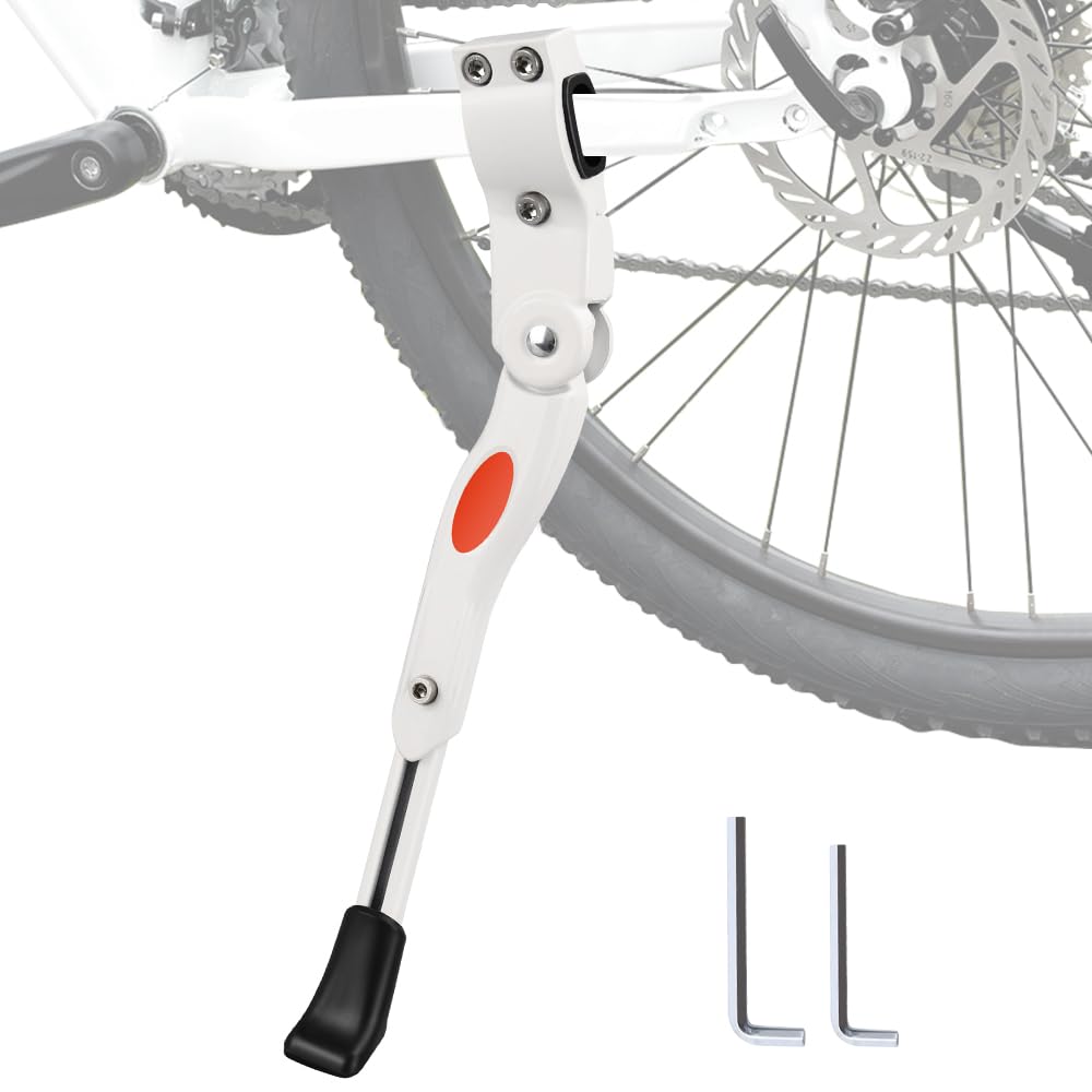 Adjustable Bike Kickstand Kickstand Rear Bicycle Stand for Bike 22&quot;-28&quot; White