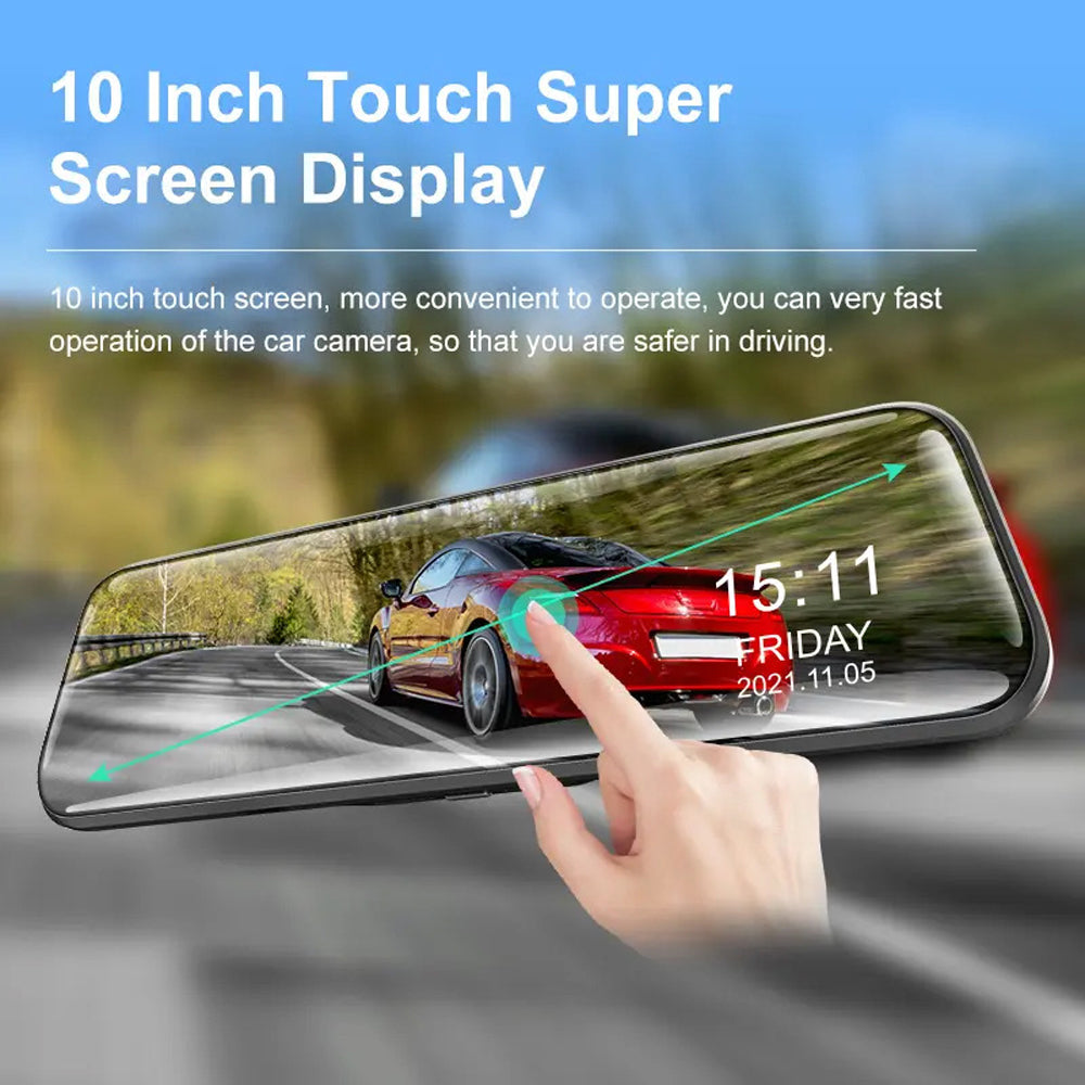 Wifi 10&quot; 2K Dash Cam RearView Camera Reversing Recorder Comes with Free 32GB Card