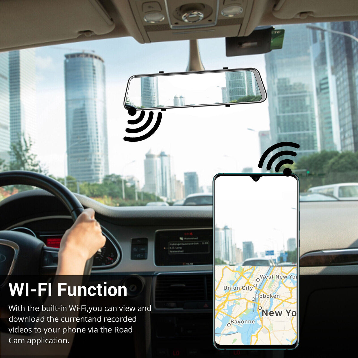 Wifi 10&quot; 2K Dash Cam RearView Camera Reversing Recorder Comes with Free 32GB Card