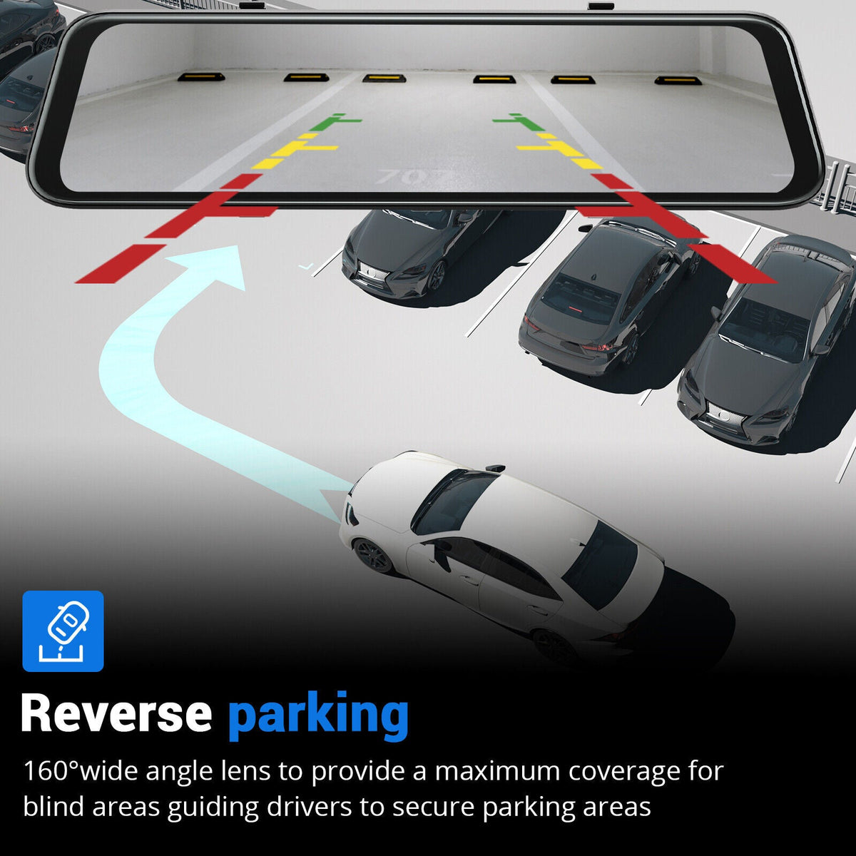 Wifi 10&quot; 2K Dash Cam RearView Camera Reversing Recorder Comes with Free 32GB Card