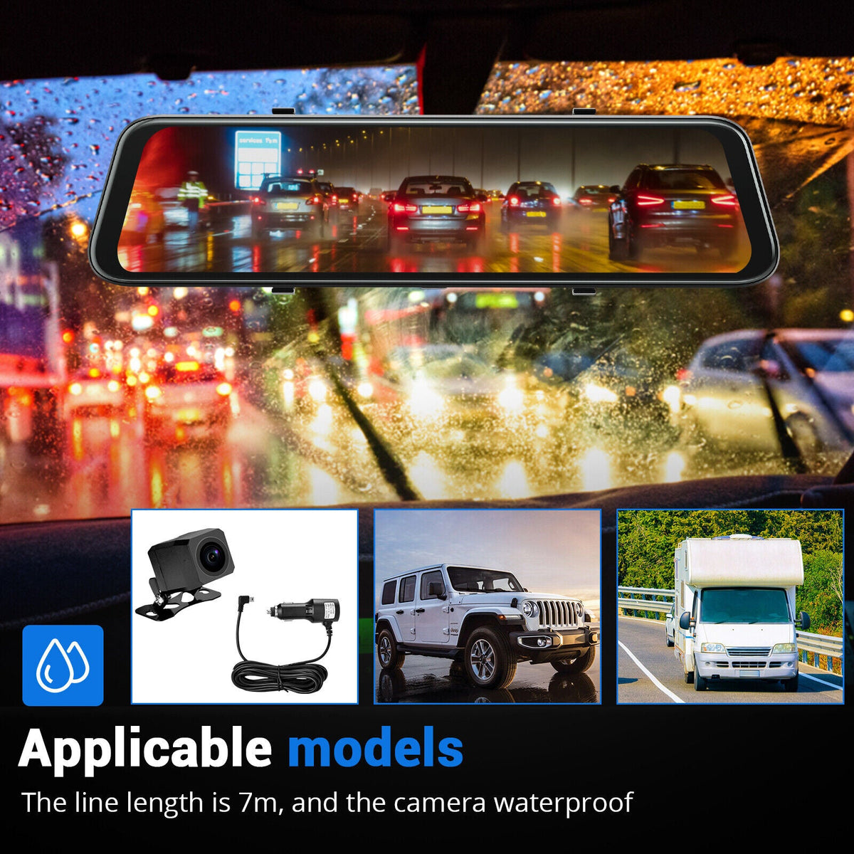 Wifi 10&quot; 2K Dash Cam RearView Camera Reversing Recorder Comes with Free 32GB Card