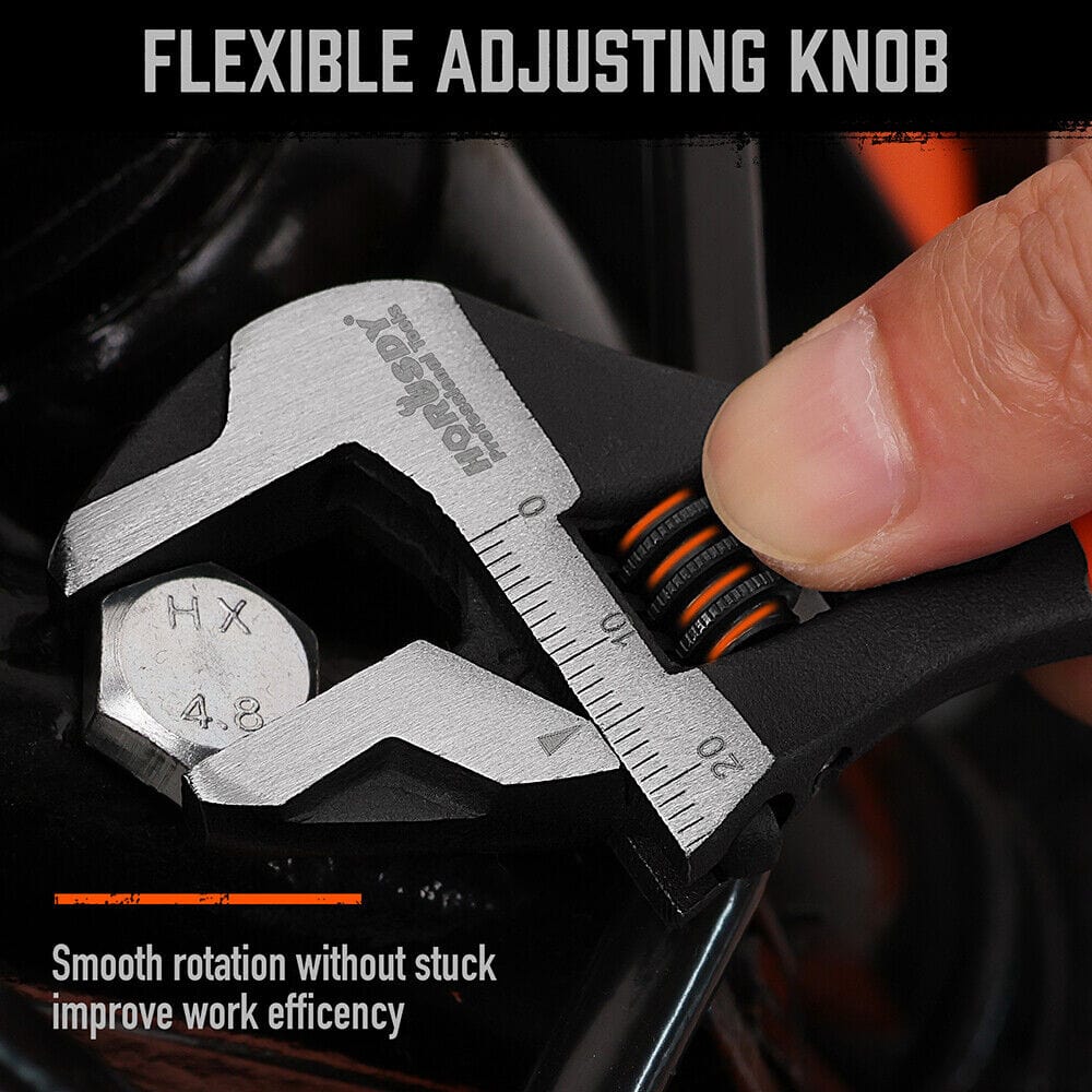 2x Adjustable Wrench Set 6&quot; 10&quot; Wide Jaw Spanner Cr-V Steel Workshop Metric SAE