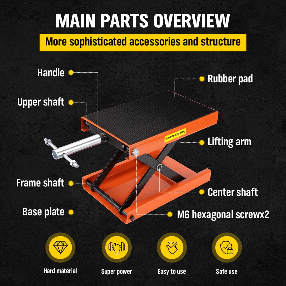 205KG Motorcycle Motorbike Lift Jack Motorcycle Stand Hoist Repair Work Bench