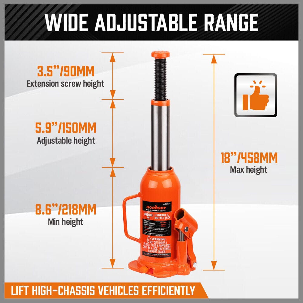 8-Ton (16,000 LBs) Hydraulic Bottle Jack Heavy Duty Car Lifter with Safety Valve