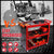 3-Tier Heavy Duty Steel Tool Trolley - Workshop Cart with Pegboard, Hooks and Locking Swivel Casters