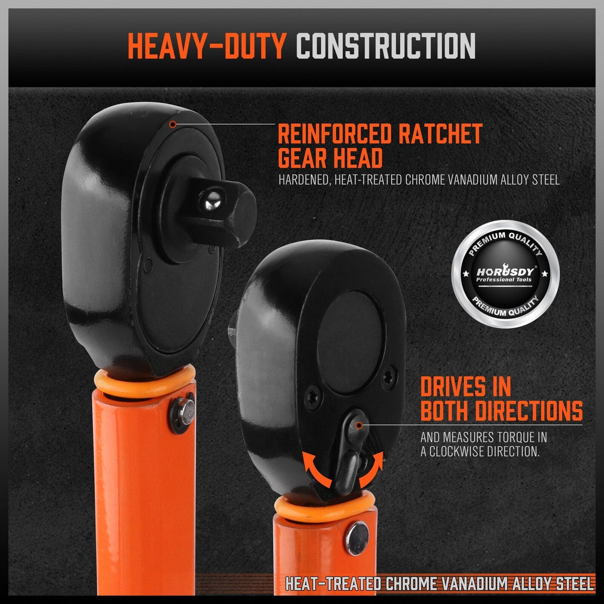 HORUSDY 3Pc 1/4&quot; Drive Click Torque Wrench Ratchet Socket with Adaptor Extension