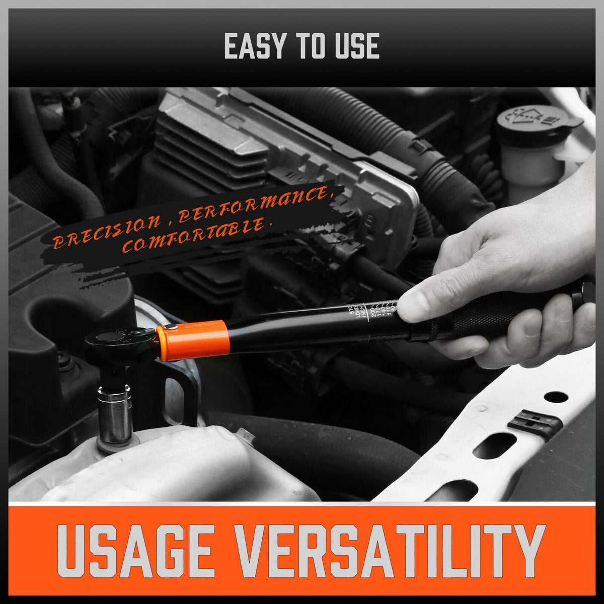 HORUSDY 3Pc 1/4&quot; Drive Click Torque Wrench Ratchet Socket with Adaptor Extension