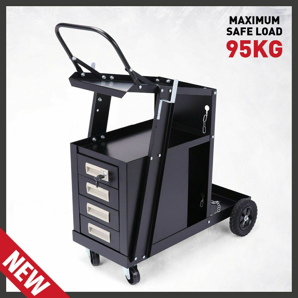 New 4-Drawer Welding Trolley Cart Welder Cabinet MIG TIG ARC Plasma Cutter Bench