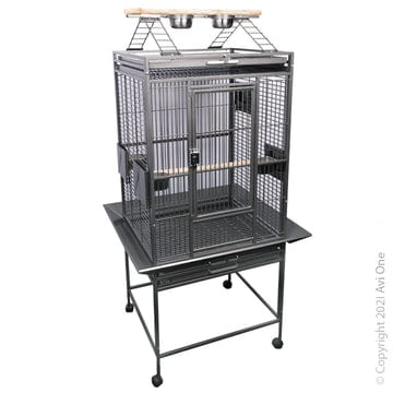 AVI ONE PARROT CAGE WITH PLAY PEN SILVER BLACK