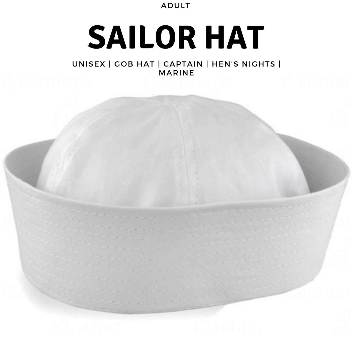 Adult White Sailor Hat Marine Unisex Gob Captain Navy Hen&#39;s Night Doughboy Cap