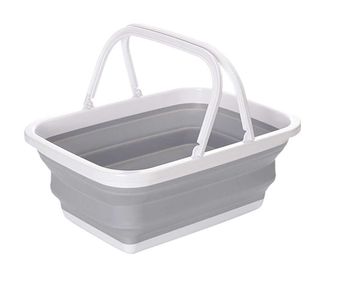 9L Collapsible Laundry Basket Washing Clothes w/Handles Bin Foldable - Grey/White