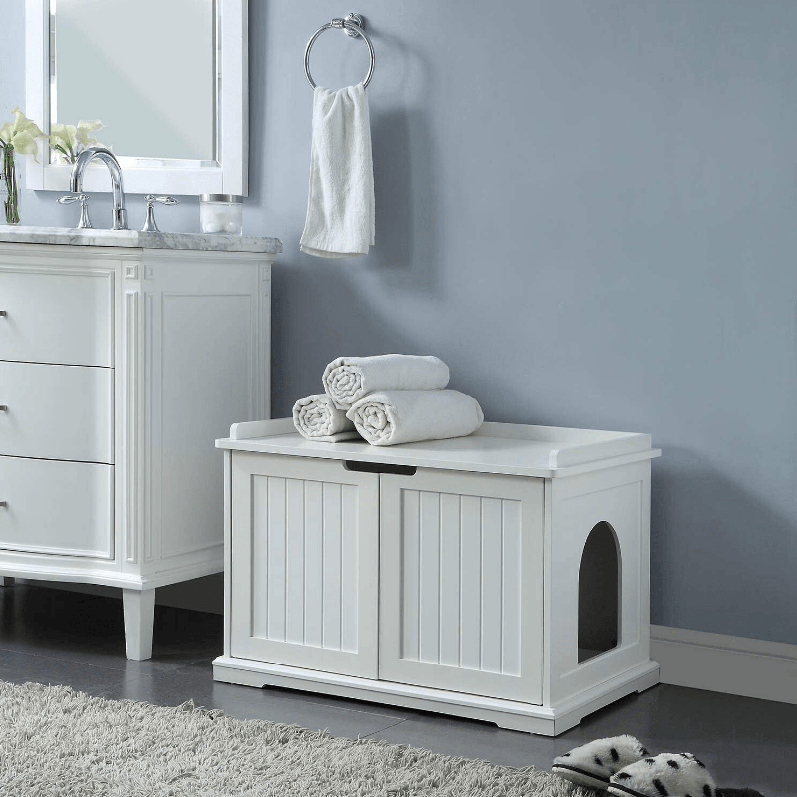 Cleo Cat Litter Cabinet, White