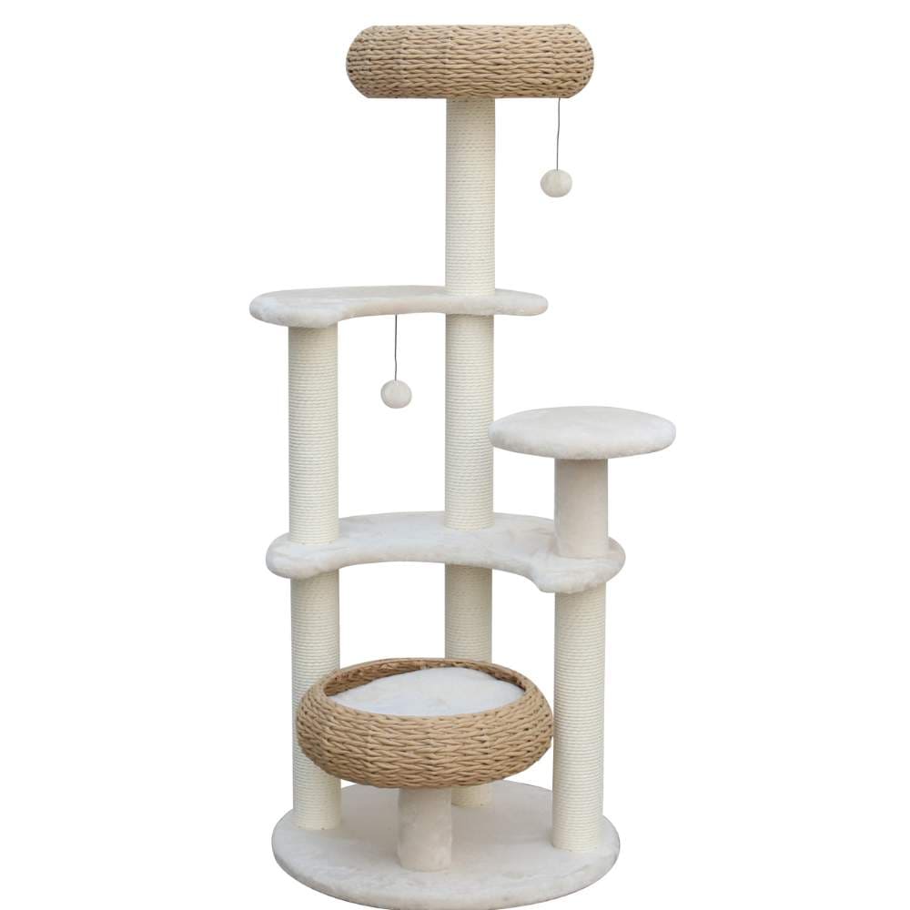 5-Platform Plush and Wicker Cat Tree