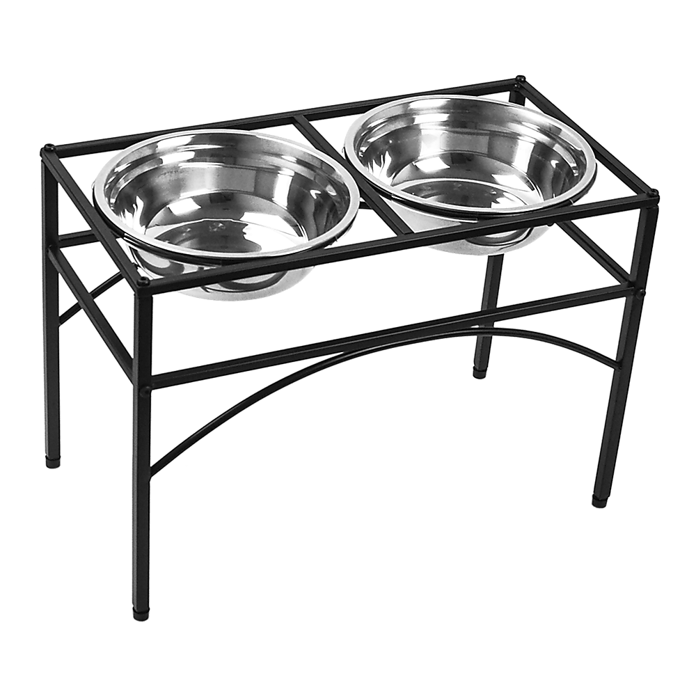 Dual Elevated Raised Pet Dog Puppy Feeder Bowl Stainless Steel Food Water Stand