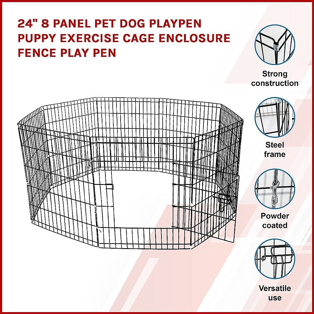 24&quot; 8 Panel Pet Dog Playpen Puppy Exercise Cage Enclosure Fence Play Pen