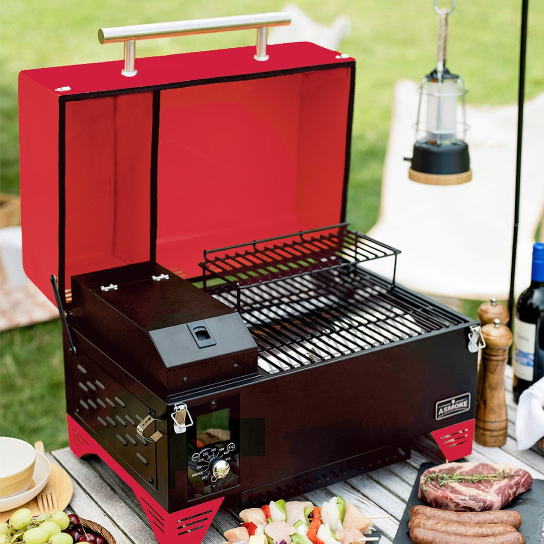 Asmoke AS350 Portable Wood Pellet Grill - Apple Red